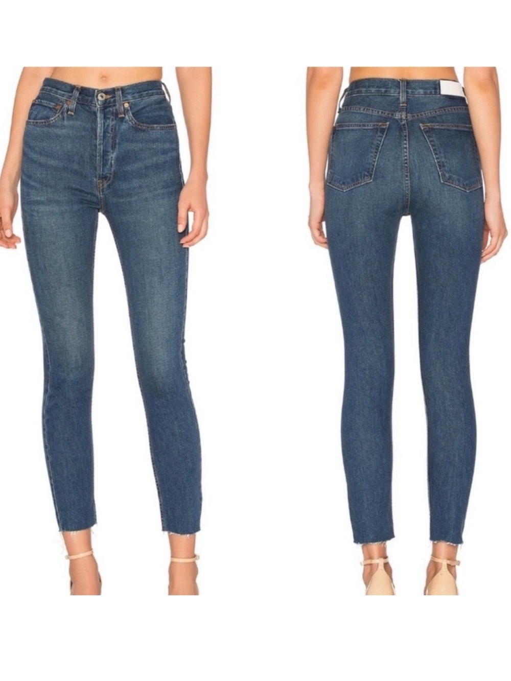 RE DONE High-Rise Button-Fly Frayed Hem Women's Jeans